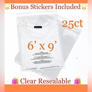 25ct~6’x9’ Self Seal-Suffocation Labeled Bags w/25ct Free Thank You Stickers 🍃🆕🍃